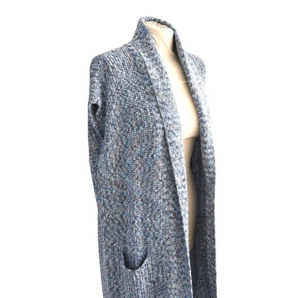 NWT Cabi Blue Gray Knit Duster Cardigan Women’s S Long Open Front Pockets Cozy - Picture 4 of 8